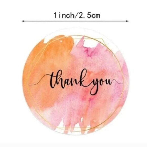 500 Watercolor Thank You Stickers Roll 1 Inch/2.5cm Circle Labels -NEW - Picture 3 of 3